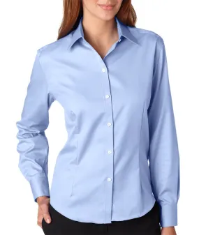 van heusen ladies' long-sleeve non-iron pinpoint oxford - blue mist (s)