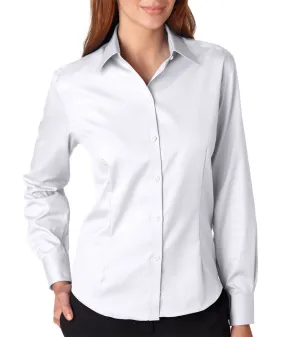 van heusen ladies' long-sleeve non-iron pinpoint oxford - white (l)