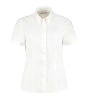 Womens corporate Oxford blouse short-sleeved (tailored fit) | White