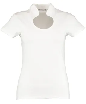 Womens corporate top keyhole neck (regular fit) | White