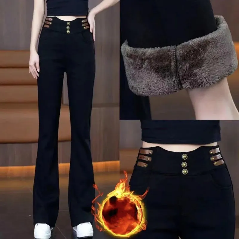 💖Women's High-Waisted Flared Pants with Plush Lining