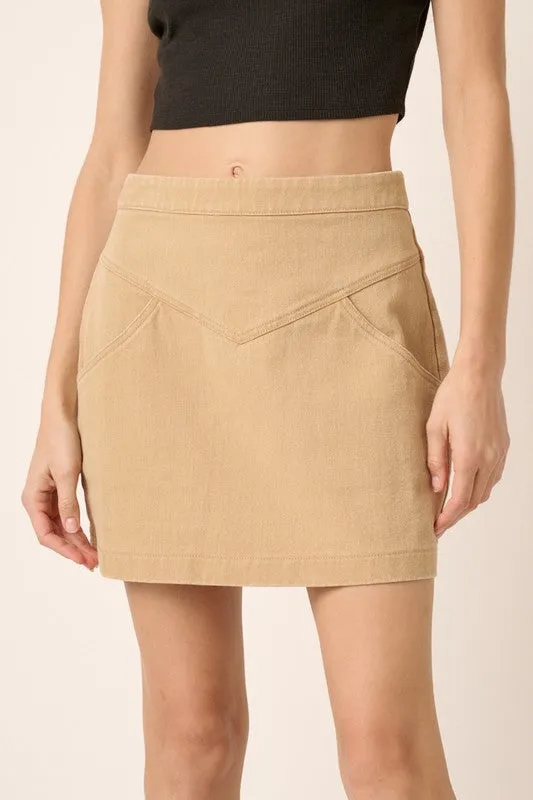 Zipper Back Twill Mini Skirt – Chic & Versatile High-Waisted Skirt