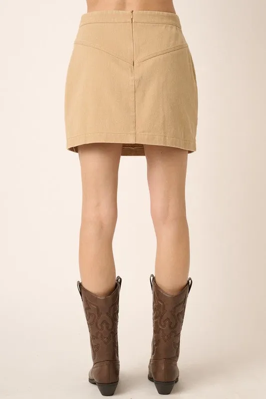 Zipper Back Twill Mini Skirt – Chic & Versatile High-Waisted Skirt
